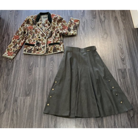 Geiger Skirts Geiger Eggplant Wool Blazer Skirt Set Size Eu 38 Us